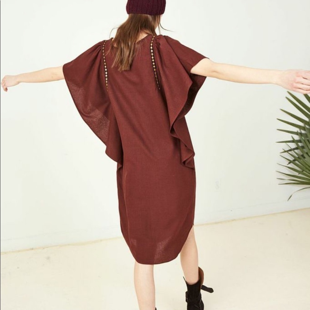 Ulla Johnson Dress Betti Andorra 100% Silk Embroidered Sequin Batwing Size 0 NWT